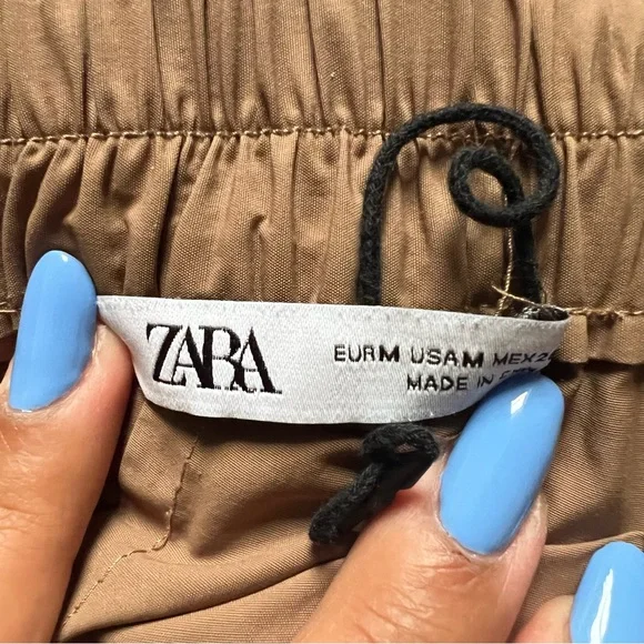 ZARA Tan Camel Khaki Button Down Elastic High-Waist Asymmetrical Midi Maxi Skirt - Picture 13 of 16